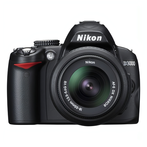 Refurbished Nikon D3000 Digital SLR Camera Kit with 18-55mm Nikon Lense In Black