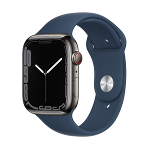 Refurbished Apple Watch Series 7 (2021) GPS + Cellular 45 mm - Stainless steel Graphite - Sport band Blue